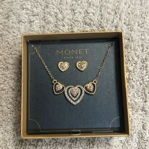 Monet heart shaped earring and necklace set